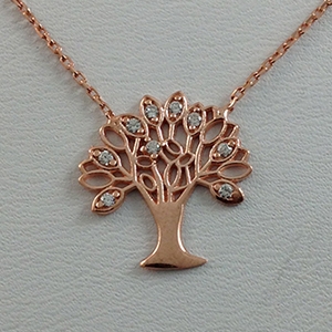 Silver Necklace with CZ - Tree of Live - $8.80