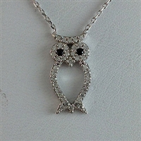 Silver Necklace with CZ - Owl - $8.80