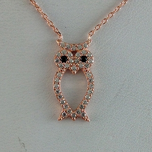 Silver Necklace with CZ - Owl - $8.80