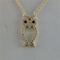 Silver Necklace with CZ - Owl