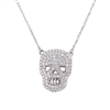 Silver Necklace with CZ - Skull