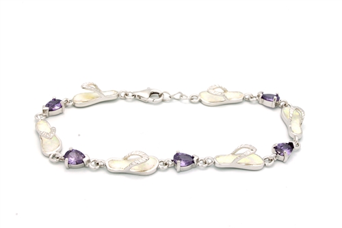 OPBR1007 - Silver Opal Bracelet