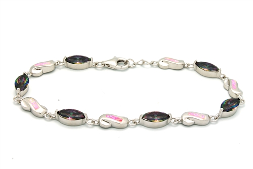 OPBR1018 - Silver Opal Bracelet