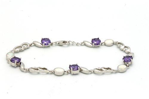 OPBR1022 - Silver Opal Bracelet