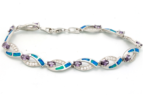 OPBR1026 - Silver Opal Bracelet