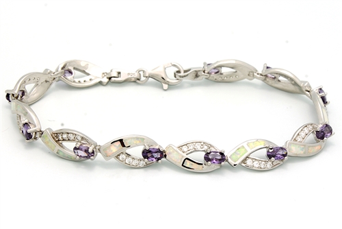 OPBR1028 - Silver Opal Bracelet