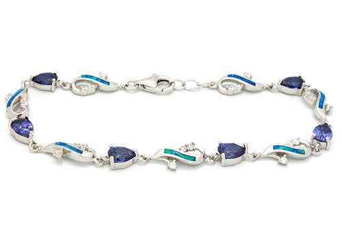 OPBR1037 - Silver Opal Bracelet