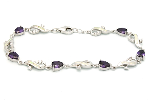 OPBR1041 - Silver Opal Bracelet
