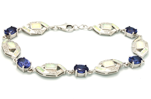 OPBR1046 - Silver Opal Bracelet