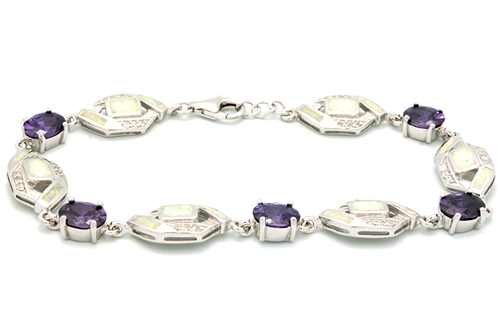 OPBR1047 - Silver Opal Bracelet