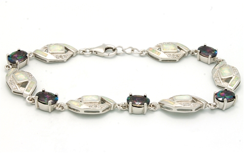 OPBR1048 - Silver Opal Bracelet