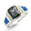 OPR1001-BMY Silver Blue Opal with Mystic CZ Ring