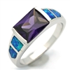 OPR1003-BPU Silver Blue Opal with Purple CZ Ring