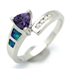 OPR1004-BPU Silver Blue Opal with Purple CZ Ring