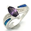 OPR1005-BPU Silver Blue Opal with Purple CZ Ring