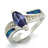 OPR1005-BTA Silver Blue Opal with Tanzanite CZ Ring