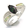 OPR1005-WMY Silver White Opal with Mystic CZ Ring