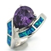OPR1006-BPU Silver Blue Opal with Purple CZ Ring
