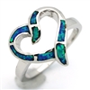 OPR1007-B Silver Blue Opal Heart Ring