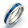 OPR1010-B Silver Blue Opal Band Ring