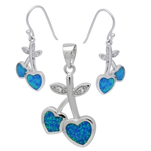 OPS1001-B Silver Blue Opal Heart Apple Sets