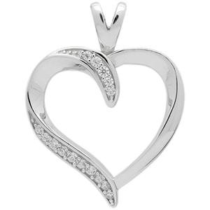 PCZ1004 - Silver CZ Heart Pendant