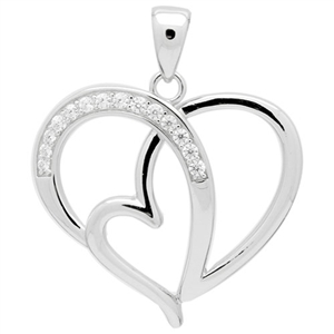 PCZ1005 - Silver CZ Heart Pendant