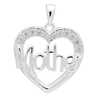 PCZ1006 - Silver CZ Mother Heart Pendant