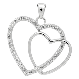 PCZ1008 - Silver CZ Double Heart Pendant