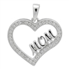 PCZ1011 - Silver CZ MOM Heart Pendant