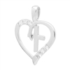 PCZ1015 - Silver CZ Heart Cross Pendant