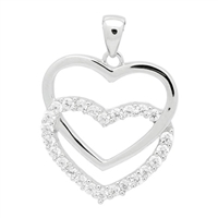 PCZ1017 - Silver CZ Double Hearts Pendant