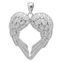 PCZ1019 - Silver CZ Angel Wings heart Pendant