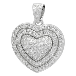 PCZ1020 - Silver CZ Triple hearts Pendant