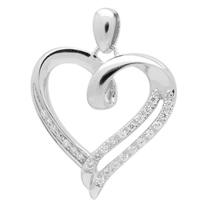 PCZ1023 - Silver CZ Clear Heart Pendant