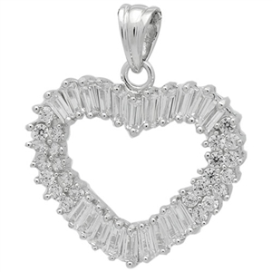 PCZ1024 - Silver CZ Big Heart Pendant