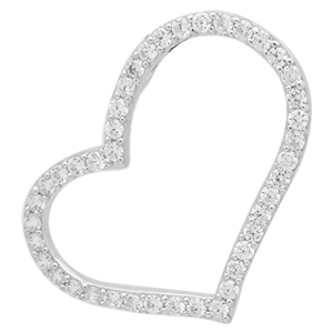 PCZ1026 - Silver CZ Sideways Open Heart Pendant