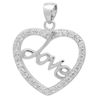 PCZ1029 - Silver CZ Love Heart Pendant