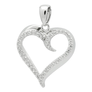 PCZ1030 - Silver CZ Heart Pendant