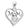 PCZ1039 - Silver CZ Mom Heart Pendant