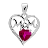 PCZ1041 - Silver CZ Mom Heart Pendant