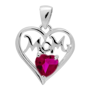 PCZ1041 - Silver CZ Mom Heart Pendant