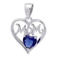 PCZ1042 - Silver CZ Mom Heart Pendant