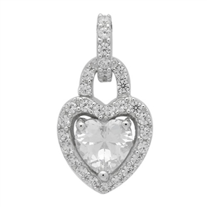 PCZ1043 - Silver CZ Heart Lock Pendant