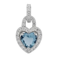 PCZ1044 - Silver CZ Heart Lock Pendant