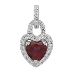 PCZ1045 - Silver CZ Heart Lock Pendant