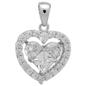 PCZ1046 - Silver CZ Heart Pendant