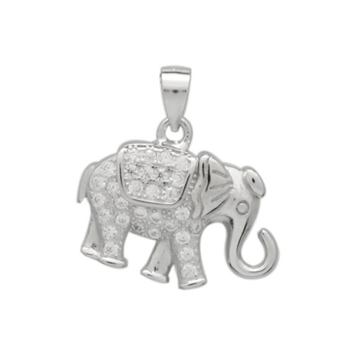 PCZ1059B Sterling Silver CZ Elephant Charm Pendant