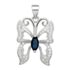 PCZ1073 Sterling Silver Blue Sapphire CZ Butterfly Charm Pendant