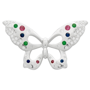 PCZ1077 Sterling Silver Multi-Colored CZ Butterfly Charm Pendant